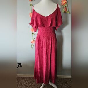 City Chic Fuchsia Off-Shoulder Midi Dress
